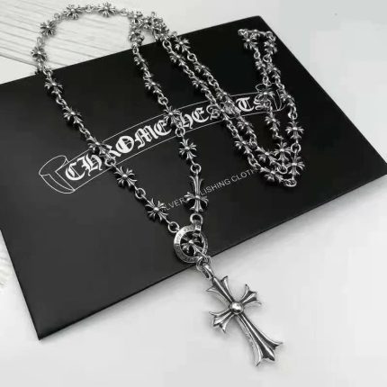 CH Cross and Babyfat Charm With Tiny E Chalk Chain