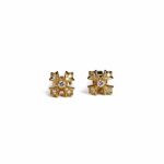 Chrome Hearts 22K Gold Stud Earrings With Diamonds