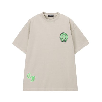 Chrome Hearts Beige Green Cross Graphic T-Shirt
