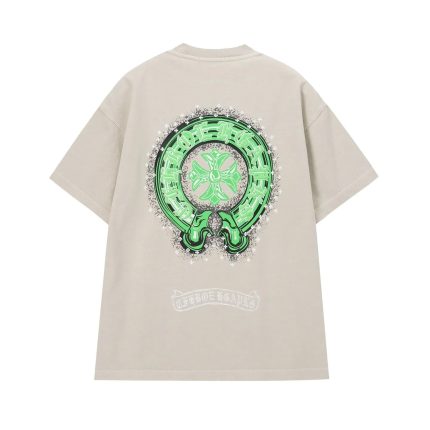 Chrome Hearts Beige Green Cross Graphic T-Shirt