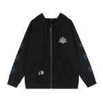 Chrome Hearts Black Blue Floral Cross Zip Up Hoodie