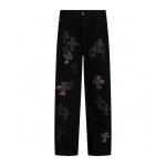 Chrome Hearts Black Brown Cross Patch Jeans
