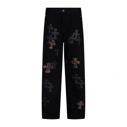 Chrome Hearts Black Brown Cross Patch Jeans