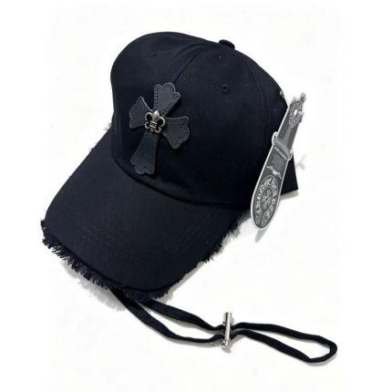 Chrome Hearts Black Cross Distressed Cap
