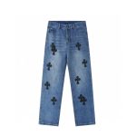 Chrome Hearts Black Cross Patch Blue Jeans