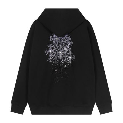 Chrome Hearts Black Crystal Cross Zip Hoodie