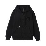 Chrome Hearts Black Crystal Medallion Zip-Up Hoodie