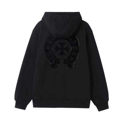 Chrome Hearts Black Crystal Medallion Zip-Up Hoodie