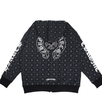 Chrome Hearts Black Floral Cross Zip Hoodie