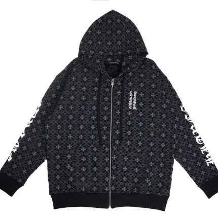 Chrome Hearts Black Floral Cross Zip Hoodie