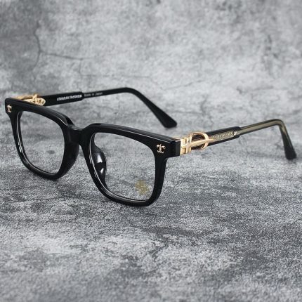 Chrome Hearts Black Gold Cross Hinge Glasses