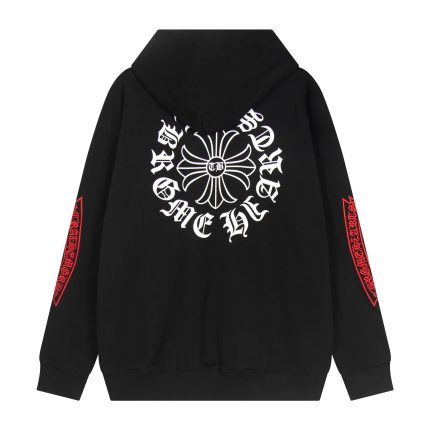 Chrome Hearts Black Gothic Horseshoe Cross Hoodie