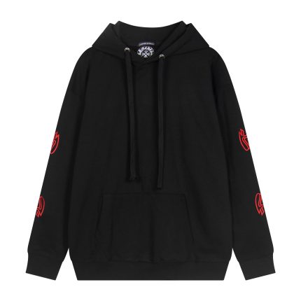 Chrome Hearts Black Gothic Horseshoe Cross Hoodie