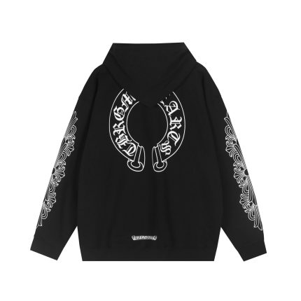 Chrome Hearts Black Gothic Horseshoe Zip Hoodie