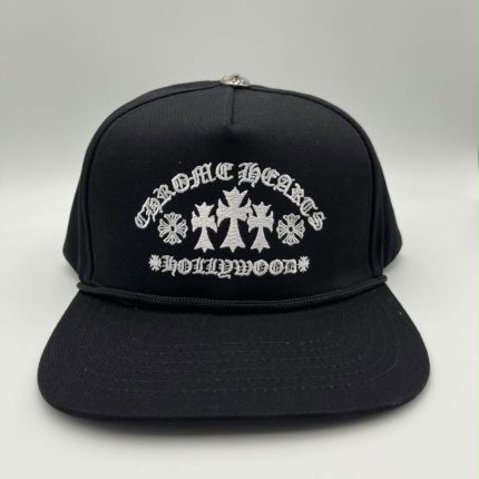 Chrome Hearts Black Hollywood Cross Embroidered Hat