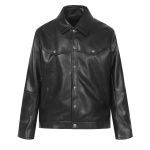 Chrome Hearts Black Leather Cross Western Jacket