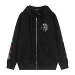 Chrome Hearts Black Multi Color Horseshoe Zip Up Hoodie