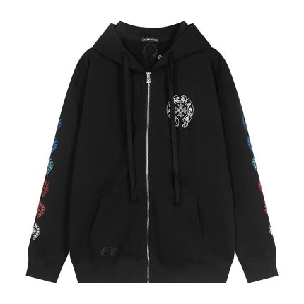 Chrome Hearts Black Multi Color Horseshoe Zip Up Hoodie