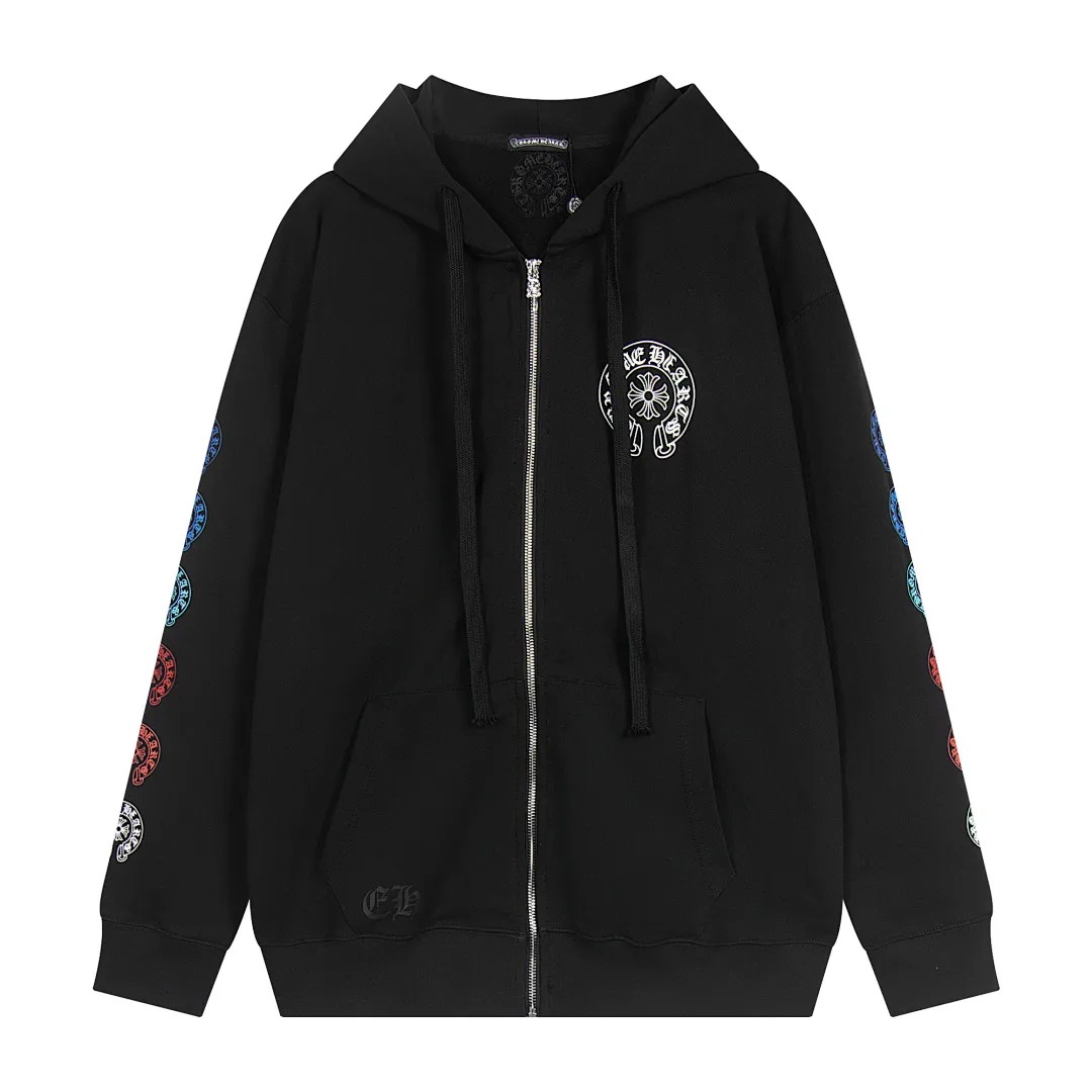 Chrome Hearts Black Multi Color Horseshoe Zip Up Hoodie Chrome Hearts Black Multi Color Horseshoe Zip Up Hoodie