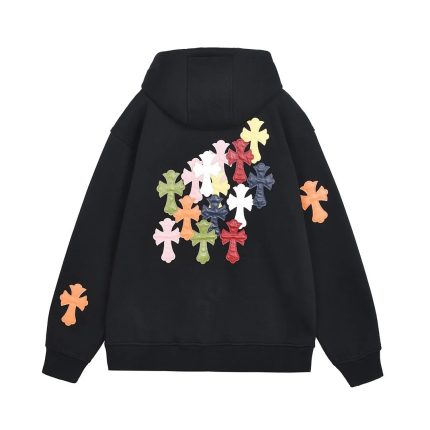 Chrome Hearts Black Multicolor Cross Patch Zip-Up Hoodie