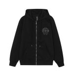 Chrome Hearts Black Multicolor Rhinestone Zip Up Hoodie