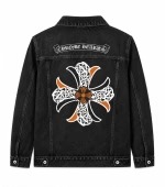 Chrome Hearts Black Orange Cross Denim Jacket