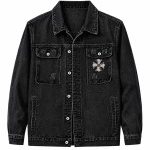 Chrome Hearts Black Orange Cross Denim Jacket
