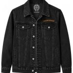 Chrome Hearts Black Orange Logo Denim Jacket