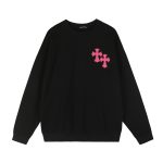 Chrome Hearts Black Pink Horseshoe Cross Crewneck Sweatshirt