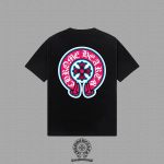 Chrome Hearts Black Pink Horseshoe Cross Graphic T-Shirt