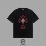 Chrome Hearts Black Red Outline Cross T-Shirt