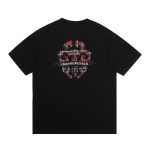 Chrome Hearts Black Red Plaid Cross Graphic T-Shirt