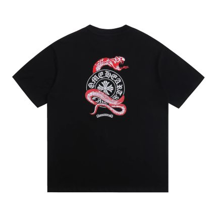 Chrome Hearts Black Red Snake Horseshoe Graphic T-Shirt