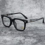 Chrome Hearts Black Silver Cross Temple Optical Glasses