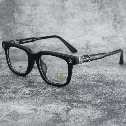 Chrome Hearts Black Silver Cross Temple Optical Glasses