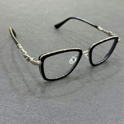 Chrome Hearts Black Silver Ornate Temple Glasses