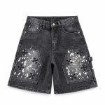 Chrome Hearts Black Splatter Cross Denim Shorts