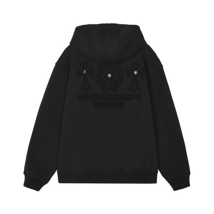 Chrome Hearts Black Tonal Cross Zip-Up Hoodie