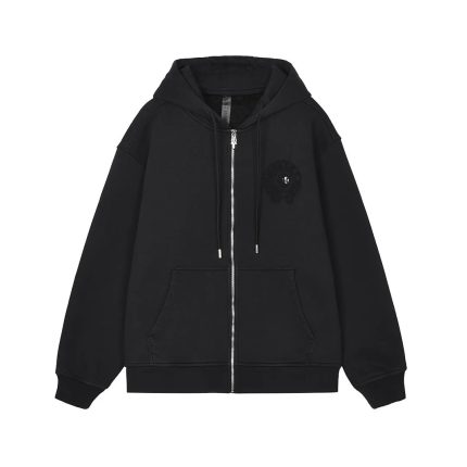 Chrome Hearts Black Tonal Cross Zip-Up Hoodie
