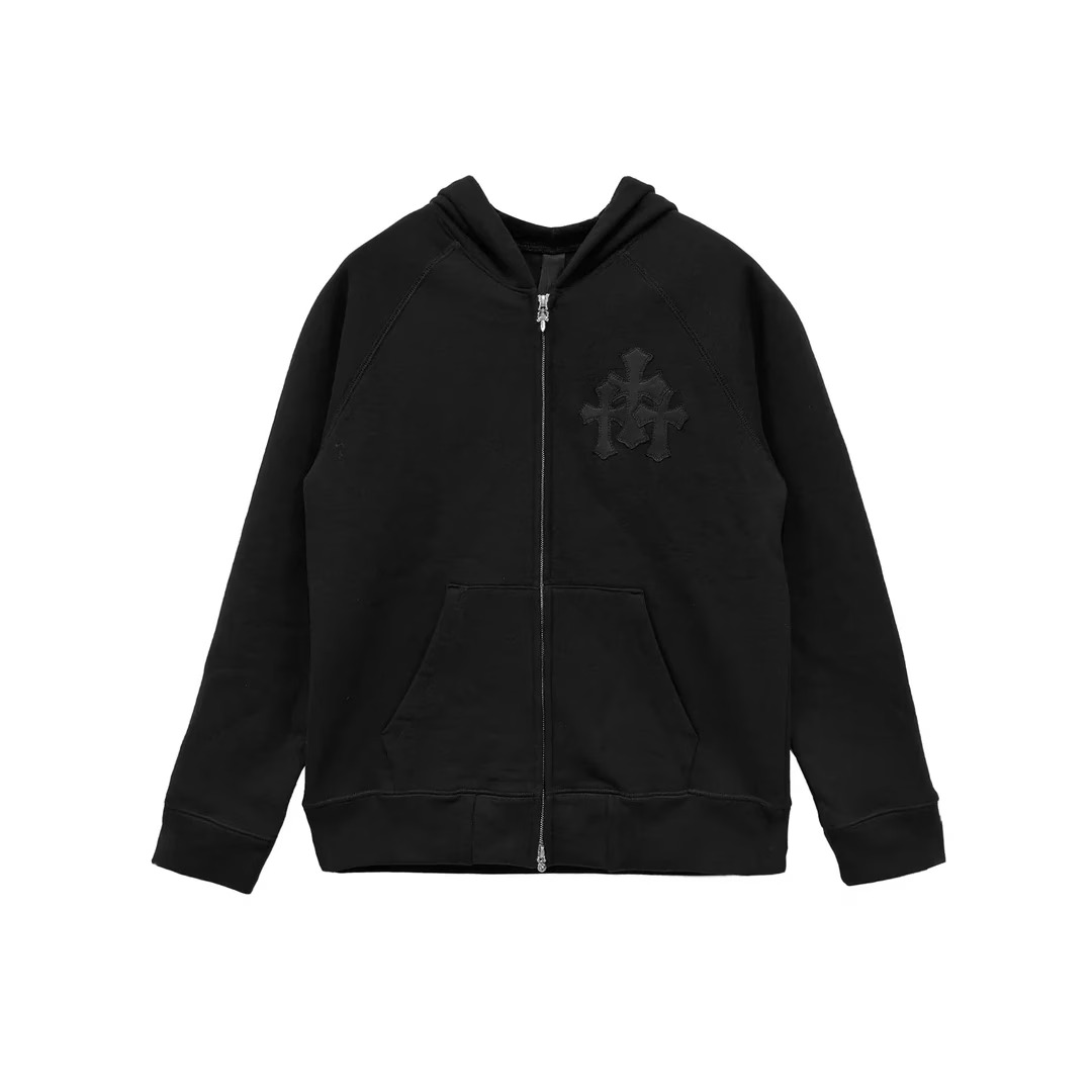 Chrome Hearts Black Triple Cross Zip Up Hoodie Chrome Hearts Black Triple Cross Zip Up Hoodie