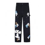 Chrome Hearts Black White Blue Cross Patch Carpenter Pants
