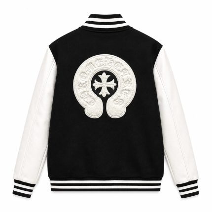 Chrome Hearts Black & White Horseshoe Varsity Jacket