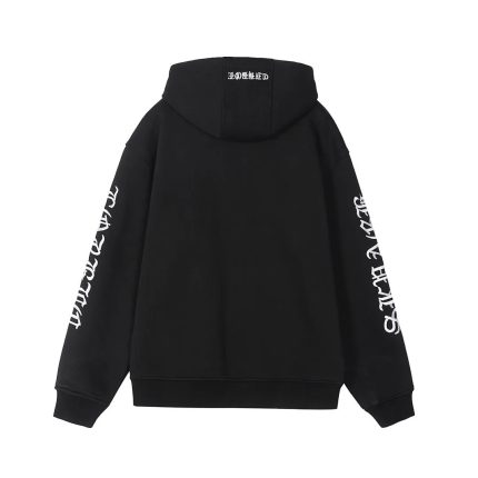 Chrome Hearts Black White Logo Sleeve Zip-Up Hoodie
