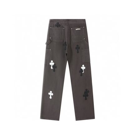 Chrome Hearts Black and White Cross Patch Grey Jeans