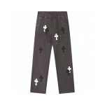 Chrome Hearts Black and White Cross Patch Grey Jeans