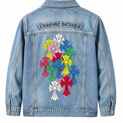 Chrome Hearts Blue Cross Floral Denim Jacket