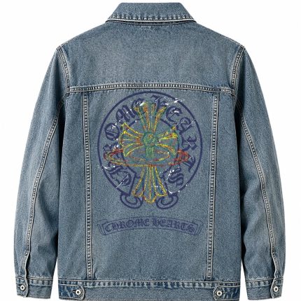 Chrome Hearts Blue Cross Graphic Denim Jacket