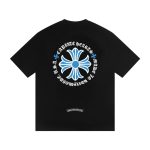 Chrome Hearts Blue Cross Logo Black T-Shirt