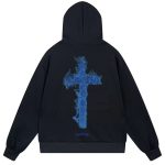 Chrome Hearts Blue Flame Cross Black Hoodie