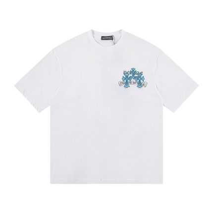 Chrome Hearts Blue Floral Cross T-Shirt White
